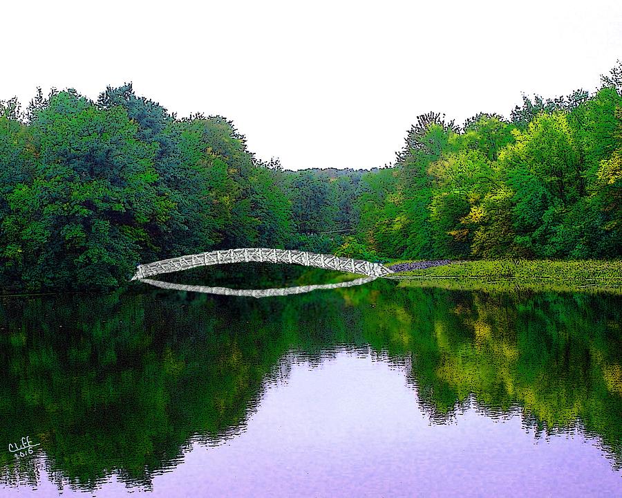 Bridge Over Mill Pond Painting by Cliff Wilson