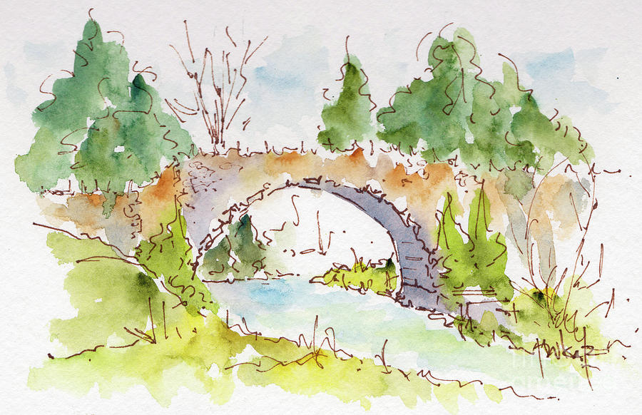 Bridge Over Spencer Creek Painting by Pat Katz