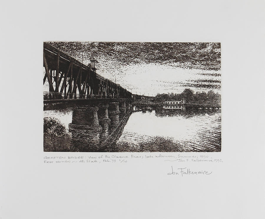 Bridge Over the Clarence River, Grafton NSW Drawing by Jon Falkenmire