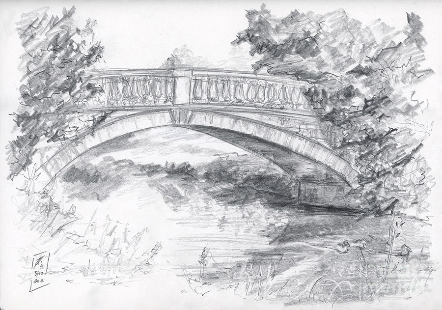 Bridge over the River White Cart Drawing by Brandy Woods