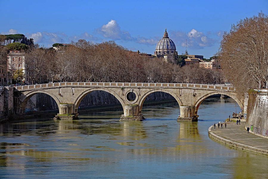 Bridge Over The Tiber River In Rome Italy Photograph by Rick Rosenshein