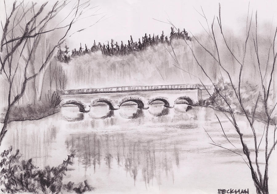 Bridge Over Virginia Water Drawing by Samuel Beckman