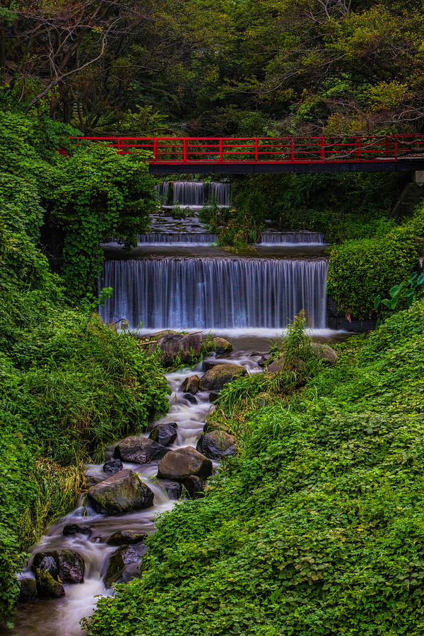 Nature Photograph - Bridge over waterfall by Leonard Sharp