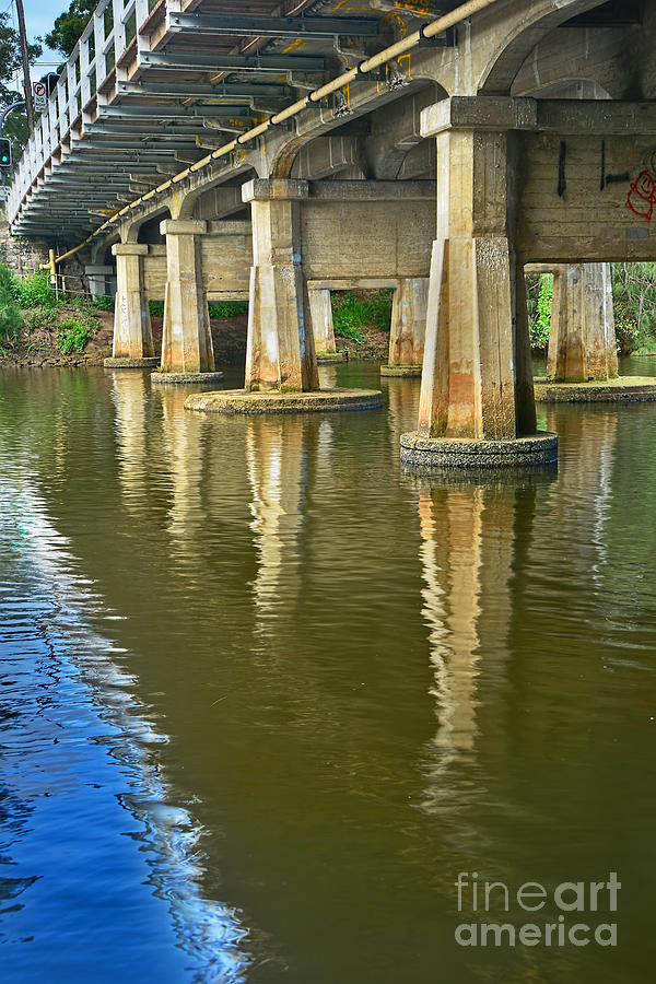 Bridge Pillars and Reflections 3 by Kaye Menner Photograph by Kaye Menner
