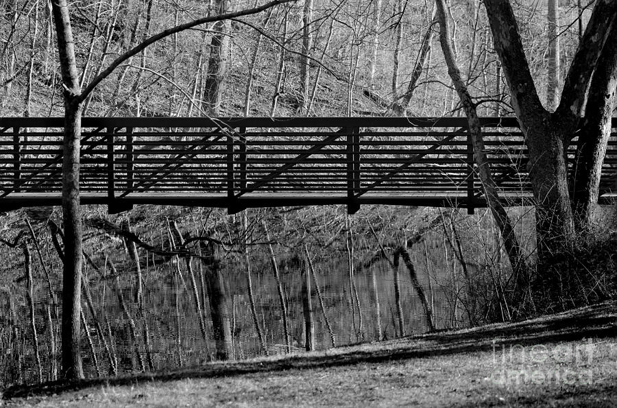 Bridge Reflections Black and White Photograph by Karen Adams