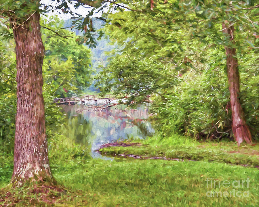 Bridge Through The Trees - Impasto Style Art Photograph by Kerri Farley
