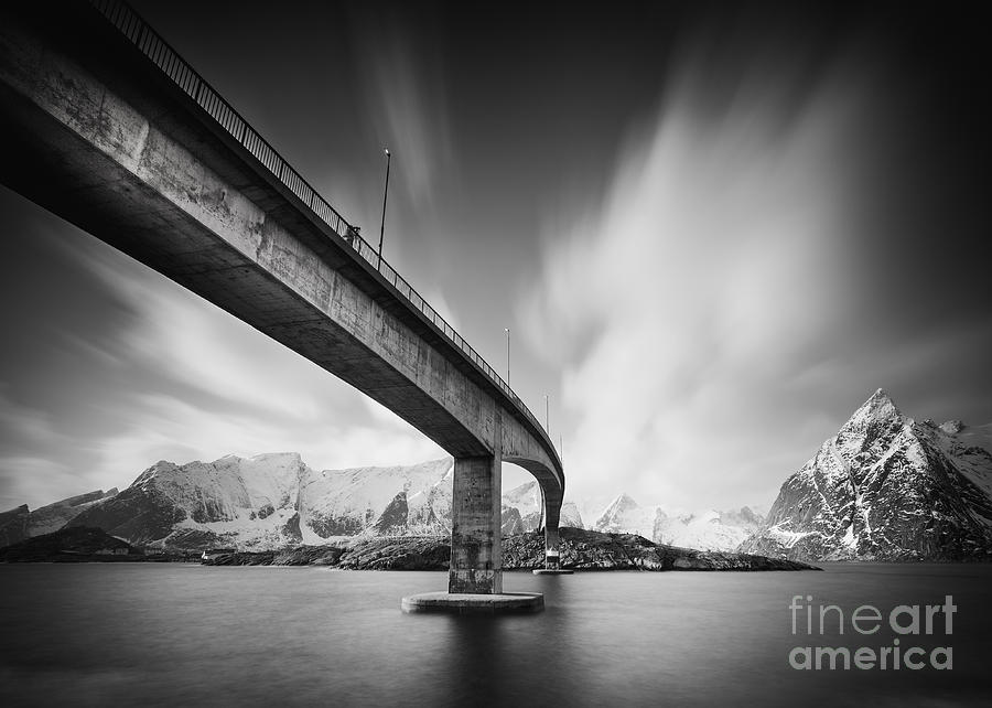 Black And White Photograph - Bridge to Lofoten by Pawel Klarecki