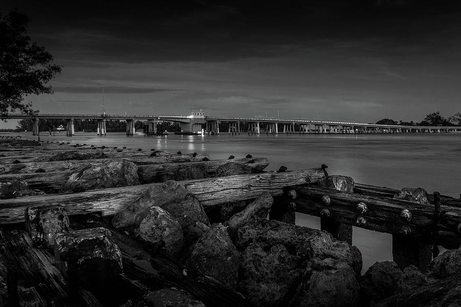 Bridge to Longboat Key in BW Photograph by Doug Camara