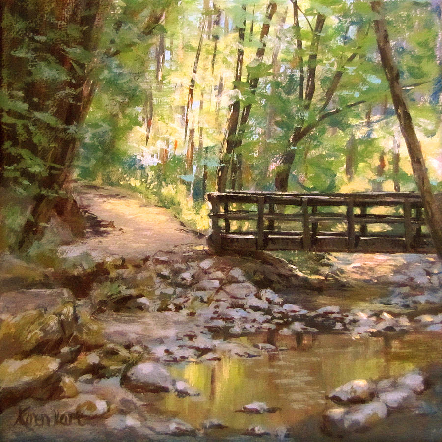 Bridge to the Falls Painting by Karen Ilari