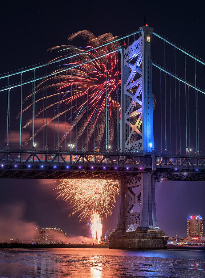 Bridge Tower and Fireworks Photograph by Bruce Neumann - Fine Art America