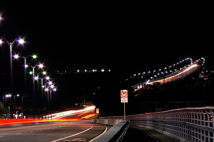 Bridge Traffic at Night Photograph by Don Youngclaus