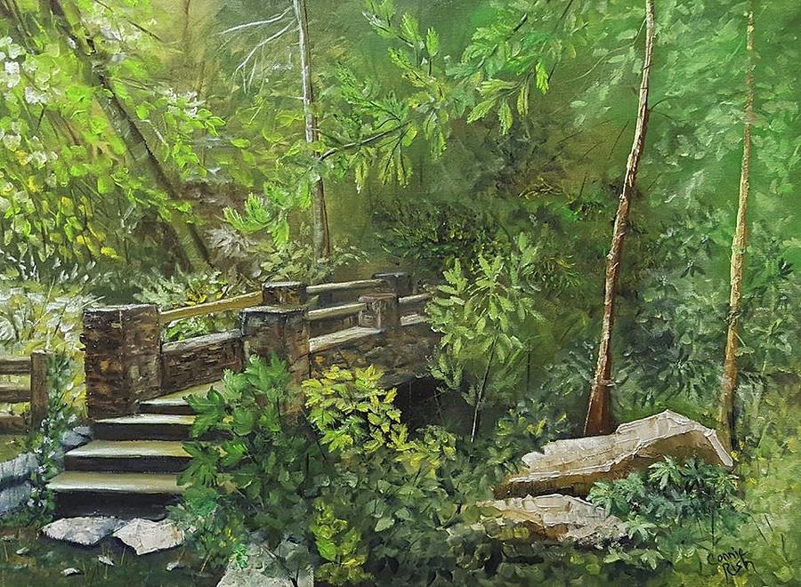 Bridge under the Canopy Painting by Connie Rish