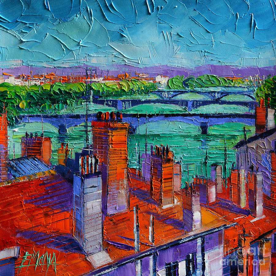 Bridges Of Lyon Painting by Mona Edulesco