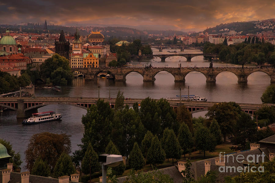 Bridges of Prague Sunset Photograph by Kasia Bitner