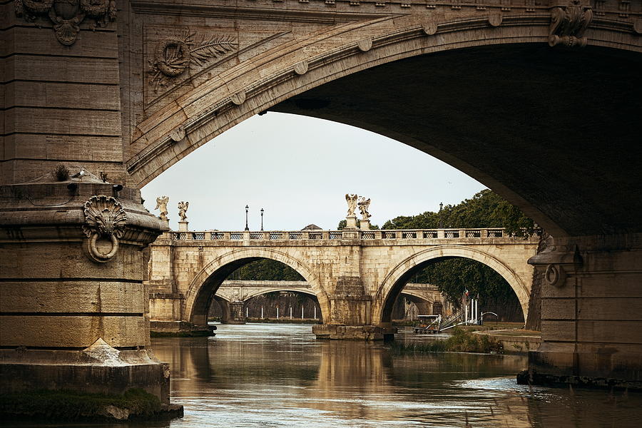 Bridges over River Tiber in Rome Photograph by Songquan Deng