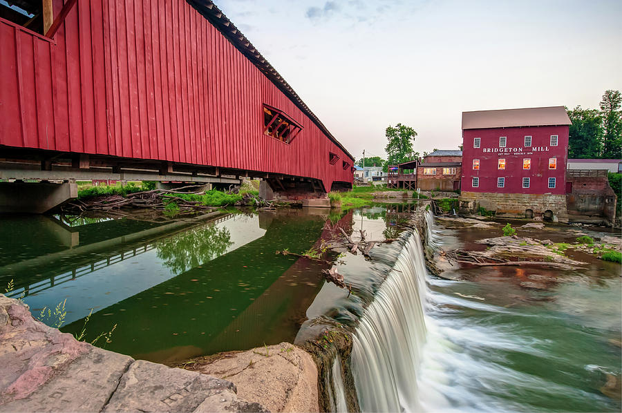 Bridgeton Covered Bridge and Red Mill Photograph by Gregory Ballos