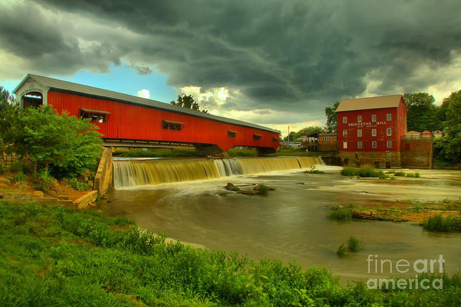 Bridgeton Indiana Grist Mill Summer Storms Photograph by Adam Jewell