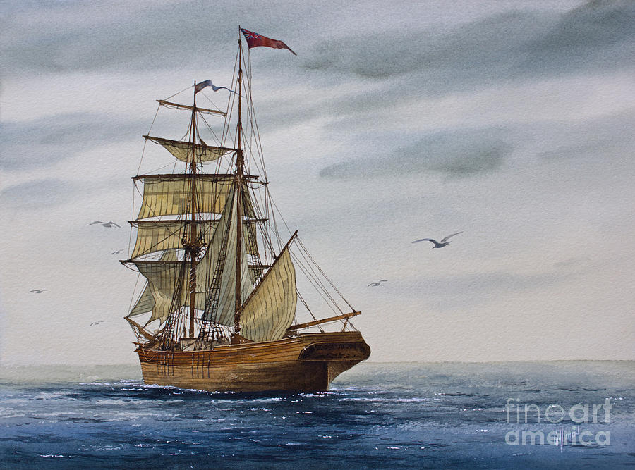 Brigantine Making Sail Painting by James Williamson