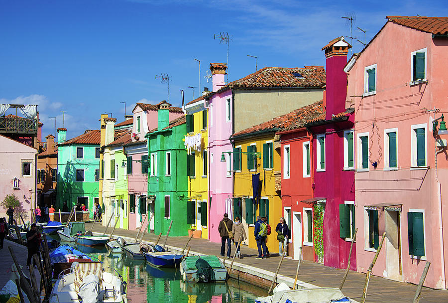 Bright and vibrant colorful houses in Burano Venice Italy Photograph by Matthias Hauser