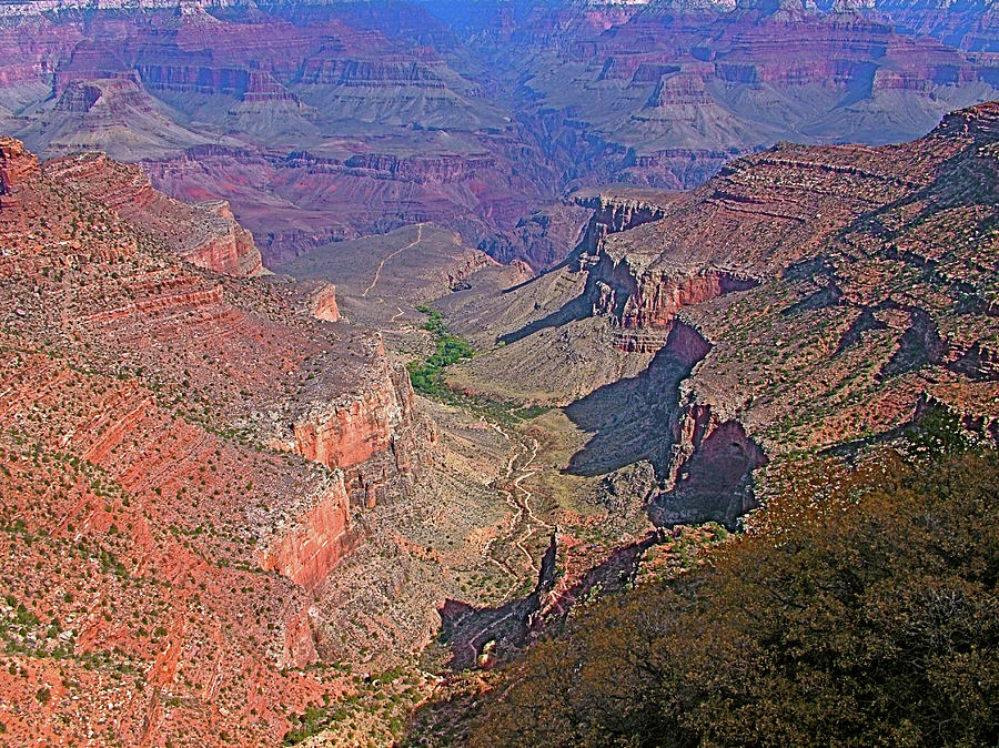 Bright Angel Trail from South Rim of Grand Canyon National Park-Arizona Photograph by Ruth Hager