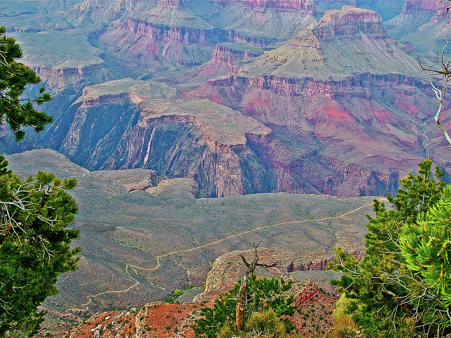 Bright Angel Trail from Yavapai Point on South Rim of Grand Canyon National Park-Arizona Photograph by Ruth Hager
