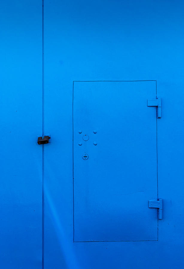 Bright Blue Locked Door and Padlock Photograph by John Williams