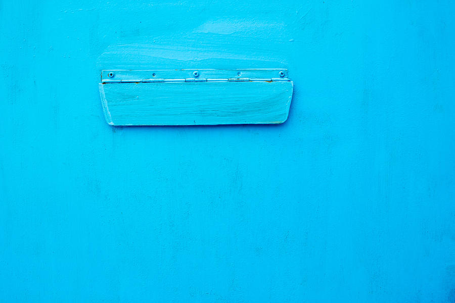 Bright Blue Paint on Metal with Postbox Photograph by John Williams