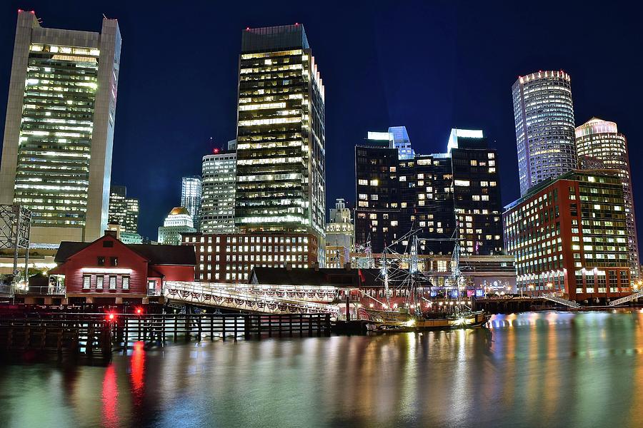 Bright Boston Lights on the Water Photograph by Frozen in Time Fine Art Photography