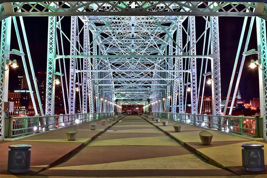 Nashville Photograph - Bright Bridge Lights by Frozen in Time Fine Art Photography