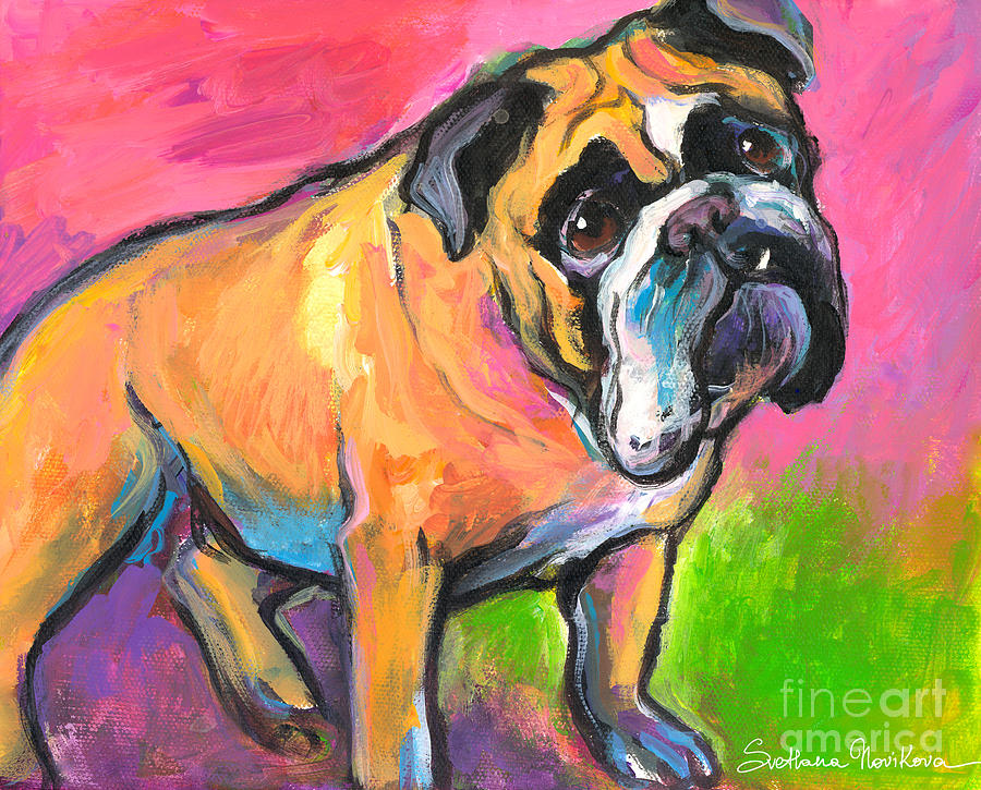 Bright Bulldog portrait painting  Painting by Svetlana Novikova