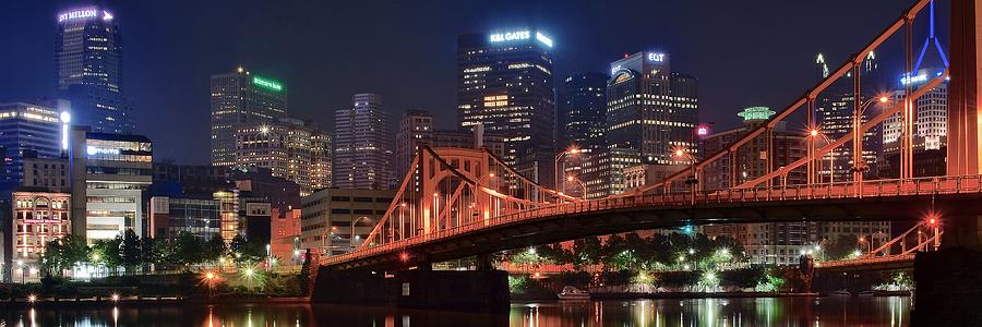 Pittsburgh Photograph - Bright City Night by Frozen in Time Fine Art Photography