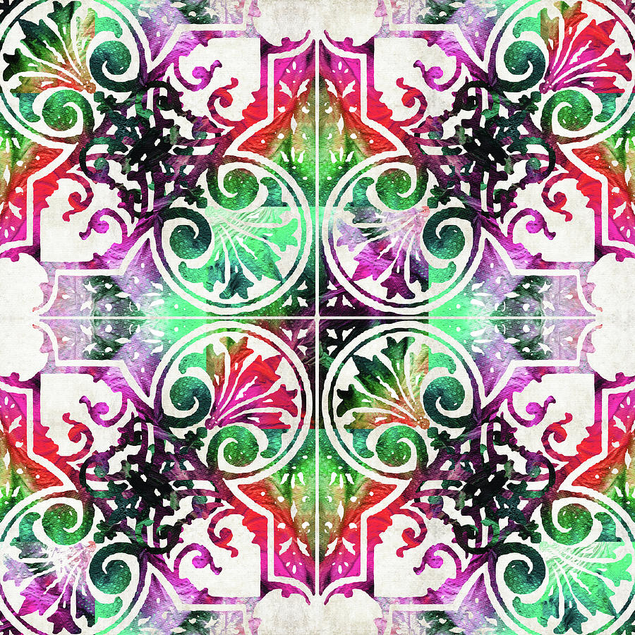 Bright Colorful Pattern Art - Color Fusion Design 10 By Sharon Cummings Painting by Sharon Cummings