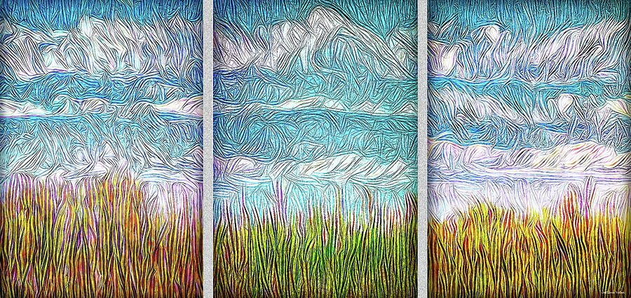 Bright Fields Triptych Digital Art by Joel Bruce Wallach