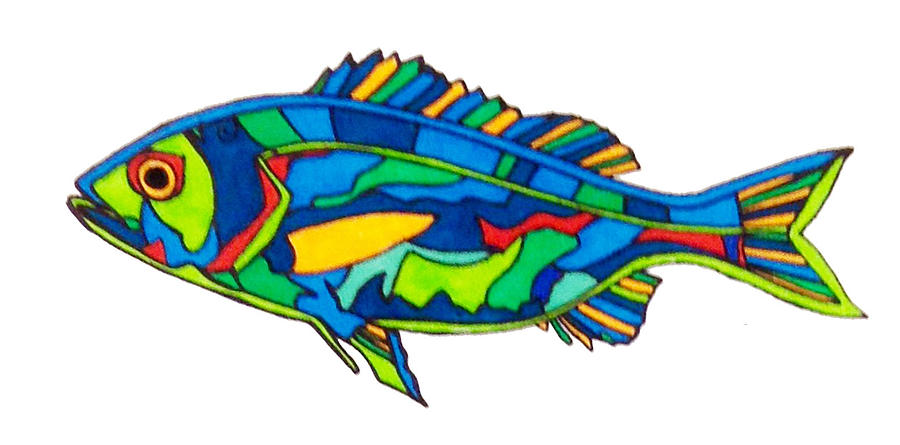 Fish Drawing - Bright Fish by Baya Clare Fish Drawing - Bright Fish by Baya Clare