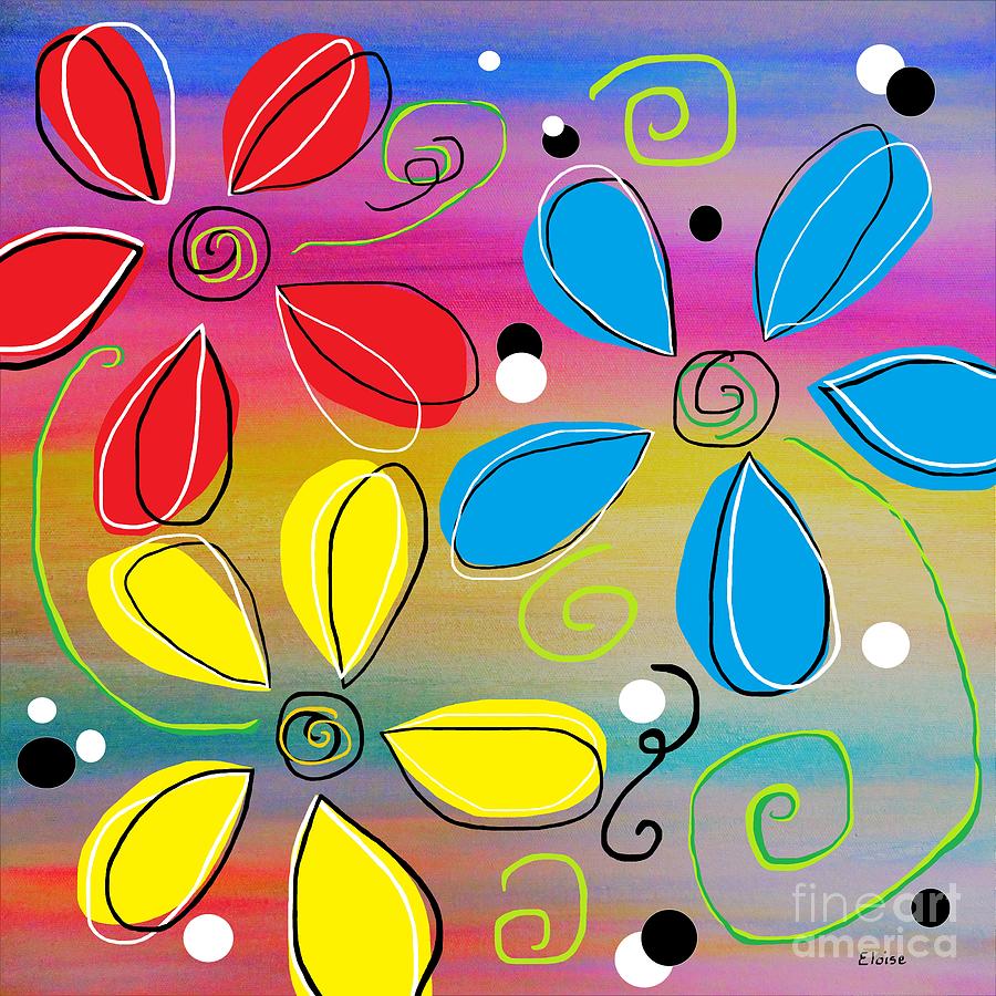 Bright Flowers Intertwined Painting by Eloise Schneider Mote