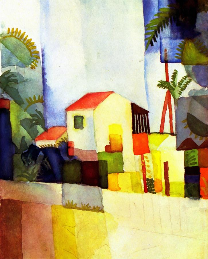 Bright House Painting by August Macke