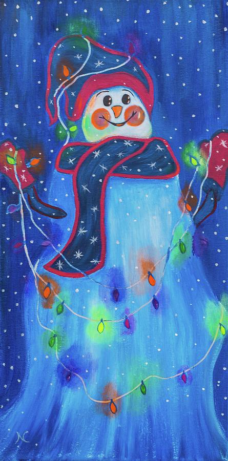 Bright Light Snowman Painting by Neslihan Ergul Colley
