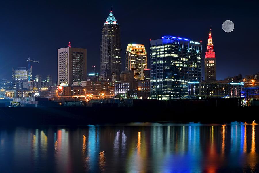 Cleveland Photograph - Bright Lights City Nights by Frozen in Time Fine Art Photography