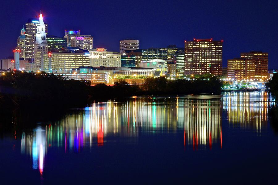 Bright Lights on a Blue Night in Hartford Photograph by Frozen in Time