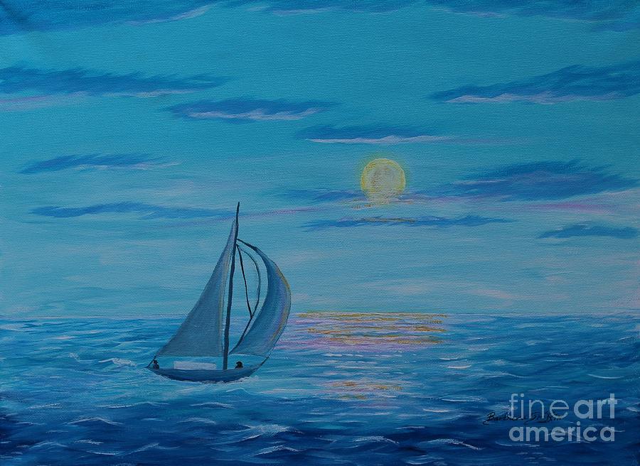 Bright Moonlit Night Painting by Barbara A Griffin