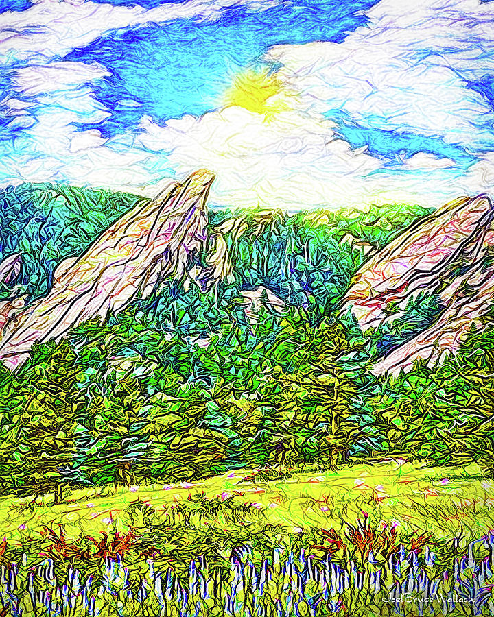 Bright Mountain Meadow - Park In Boulder Colorado Digital Art by Joel Bruce Wallach