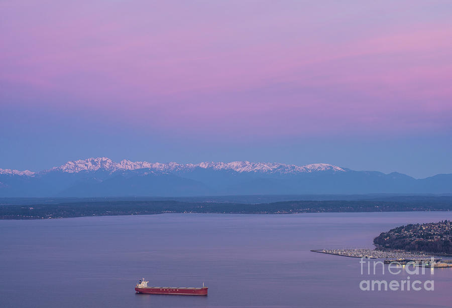 Bright Olympic Mountains and Sunrise Skies Photograph by Mike Reid