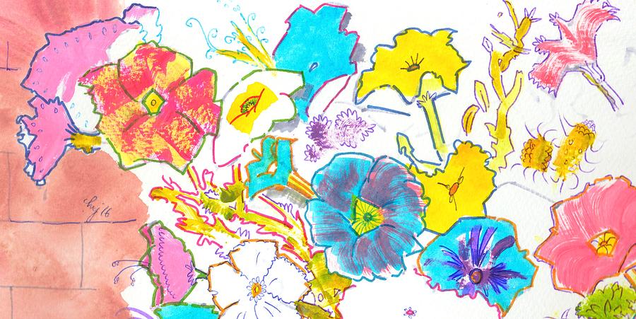 Bright petunias flowers pattern Painting by Mike Jory
