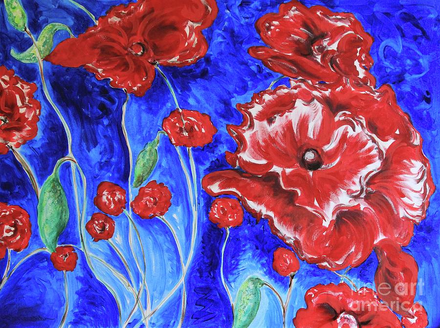 Bright Poppies Painting by Carrie Godwin