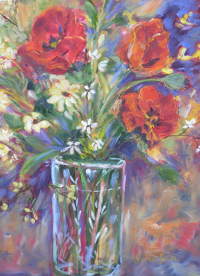 Bright Poppies Painting by Gloria Smith