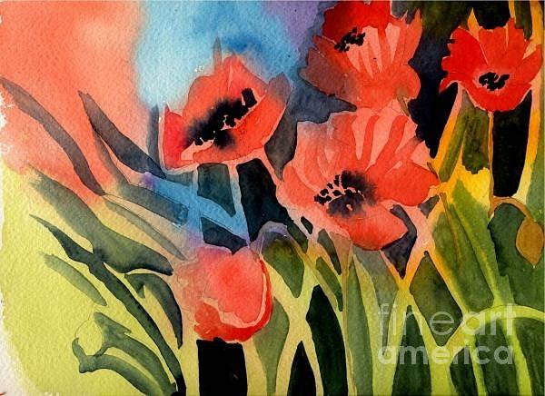 Flower Painting - Bright poppies by Janet Doggett