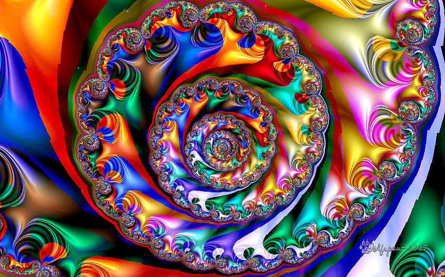 Bright Rainbow Spiral Digital Art by Peggi Wolfe