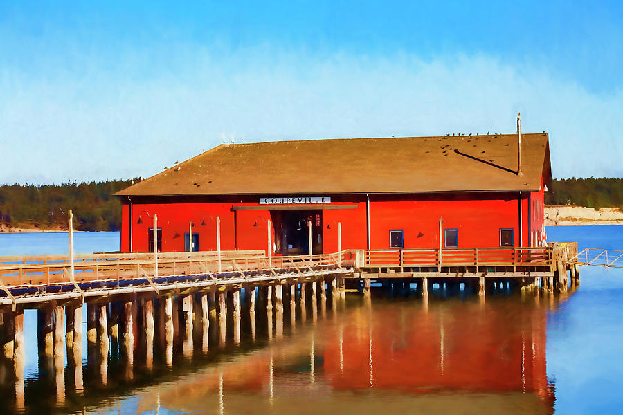 Pier Photograph - Bright Red Coupeville Wharf on Whidbey Island by Carol Leigh