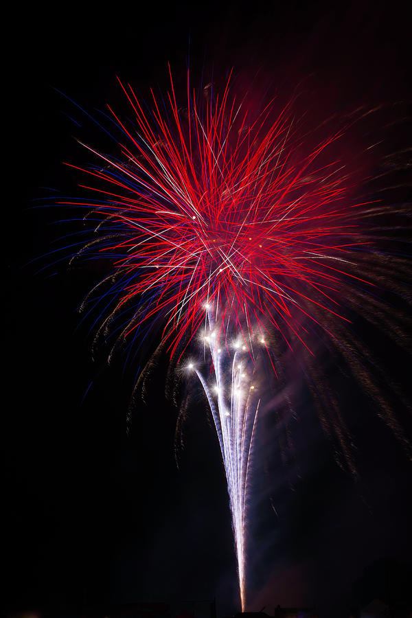 Independence Day Photograph - Bright Red Fireworks by Garry Gay