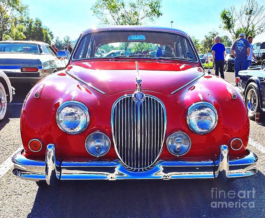 Red Digital Art - Bright Red Jaguar by Sue M Marshall Red Digital Art - Bright Red Jaguar by Sue M Marshall